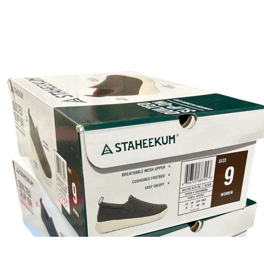 New In Box Staheekum Womens Size 9 Black Breathable Mesh Slide On Sneaker Shoes